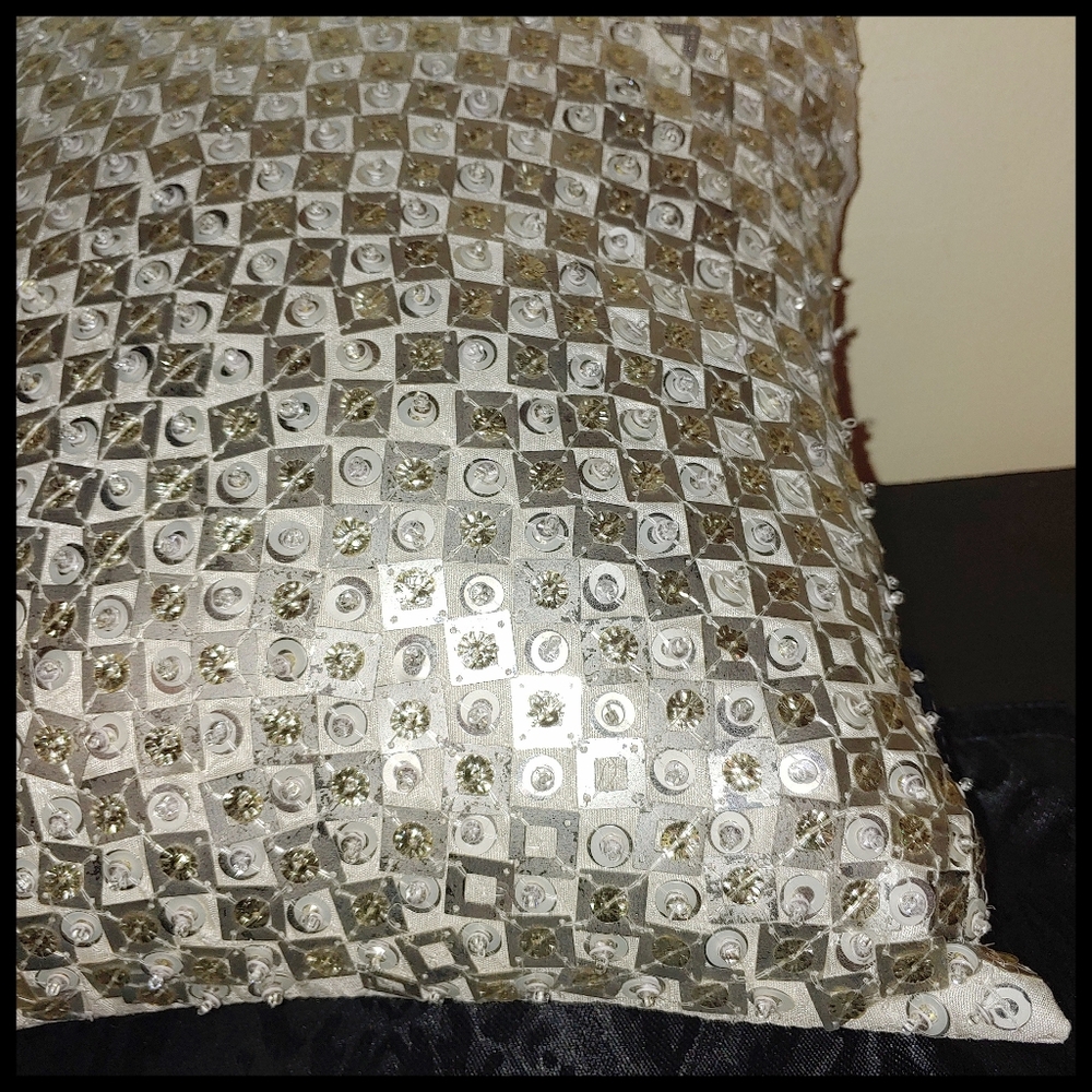 Max Studio Silver Sequined Accent Pillow - Picture 5 of 10